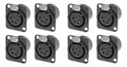 (8 PACK) NEUTRIK NC4FD-L-B-1 4-Pin XLR Female D type Panel Mnt Black w/Gold Pins