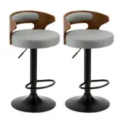 NNEED Bar Stools Gas Lift Swivel Wooden Grey x2
