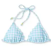 Stoney Clover Lane Women's Size XS (0-2) Triangle Bikini Top Gingham Blue