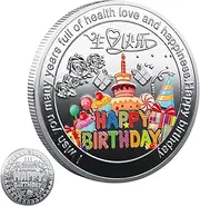 Happy Birthday Coin,Metal Souvenir Coin | Cake Lucky Coin, I You Many Years Full of Health Love and Happiness, Commemorative Coin for Friends