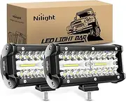 Nilight 18022C-B 6.5Inch 2PCS 6.5 Inch 120W Spot & Flood Combo Bar Driving Waterproof Led Work Light Triple Rows Off-Road Truck Car ATV SUV Jeep Cabin Boat