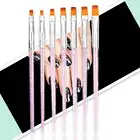 7x Acrylic Nail Art Brush Set Flat Brush Painting Drawing Liner UV Gel 3D DDD