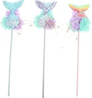 Happyyami Mermaid Wand Set for Boys and Girls Sequin Fish Tail Fairy Stick Party Decorations Carnival Costumes Props Girls Dress up Toys