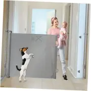 42" Tall X 75" Wide Retractable Dog Gate Extra Tall 42" Tall x 75" Wide Gray
