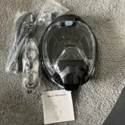 FULL FACE SNORKEL MASK 180 degrees Black (SMALL/MEDIUM) new fits go pro