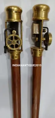 Nautical Walking Cane Stick With Working Steam Engine Model Top Unique Item