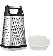 19" Box Cheese Grater With Container, Heavy Duty Cheese Graters Handheld 4-Sided Stainless Steel, Food Shredder for Parmesan Cheese, Vegetables, Ginger, Potatoes