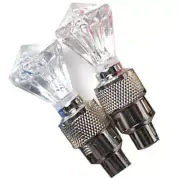 LED Diamond Gem Light 2X Blue Tire Wheel Valve Stem Cap Auto Motorcycle Car Bike