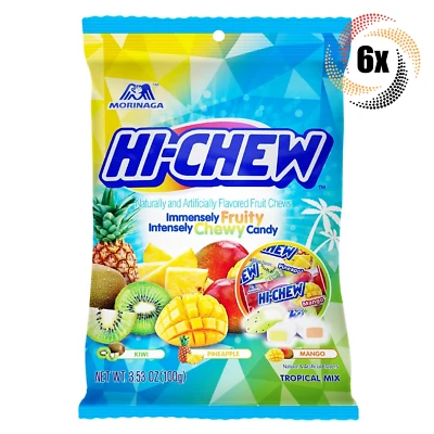 6x Bags Morinaga Hi-Chew Tropical Mix Assorted Chewy Fruit Chews | 3.17oz