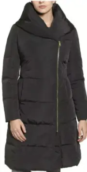Cole Haan Asymmetrical Pillow Collar Puffer Down Feather Black Jacket S $275