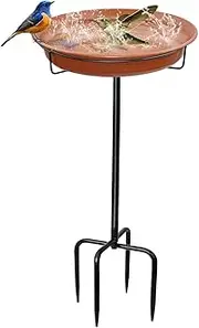 28In Freestanding Birdbaths Bowl Outdoor, Free Standing Garden Bird Bath Bird Feeder Bowl with Metal Stake, Detachable Decoration Spa Birdfeeder for Garden Patio Yard Lawn, 4 Spiky Feet