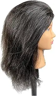 AMANDA GREY 100% HUMAN HAIR HAIRDRESSING MANNEQUIN HEAD TAFE 16”/40CM