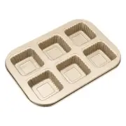 Ripple Muffins Pan 6-Cup Gold Nonstick Cupcake Pan for Oven Baking