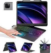 BABG Keyboard Case for iPad Air 13 inch(M3/M2)&iPad Pro 13, iPad Pro 12.9(6th/5th /4th/3rd Gen) Case with Keyboard,360° Rotatable,Toupad,Backlits,Pencil Charging-Black