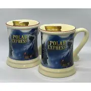 NEW The Polar Express BELIEVE 3D Raised Ceramic Tea Coffee Pair Mugs