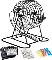 Deluxe Bingo Game | Bingo Game Set | Metal Round Cage | Deluxe Lottery Ball Machine Game, Lottery Ball Machine with Curved Latch for Celebrations, Comfortable Handle Entertainment Tool for Events