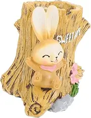 COHEALI Rabbit Pen Holder Ornament Caddy Organizer Portable Cubicle Pencil Case Organiser Standing Home Desk Accessories Capacity Notebook Craft Binder Converter Holders Stationary Resin