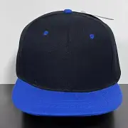 NEW! Blank Snapback Hat Cap Black Blue Mens Adjustable 100% Acrylic
