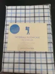New Pottery Barn Kids Tattersall Navy Plaid PILLOWCASE blue Standard