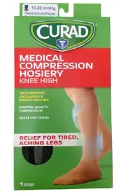Curad Medical Compression Hosiery Size G Black Knee High 15-20 mmHg