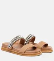 [Jimmy Choo] Jimmy Choo Jadi crystal-embellished suede slides AU 11 brown