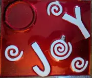 Christmas Red Fused Art Glass Dish Handmade Snack Chip Dip JOY Art Studio