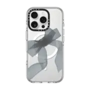 iPhone 16 Pro Clear Case MagSafe Compatible Black Organza Ribbon