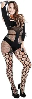 [GRRKDFQ] Women's Lingerie Sets Open Crotch Fishnet Transparent Lingerie Black Fishnet Stockings