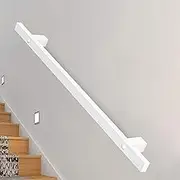 Handrails for Stairs 60cm 80cm 1m 1.5m 1.8m 2m 2.4m 3m White Stairs Banister Rail for Indoor Outdoor Safety Handrail Brackets, Wall Mount Metal Pipe Stairs Handrail Kit(3.3ft/100cm)