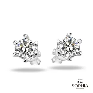 SOPHIA 蘇菲亞珠寶 - 六爪 18K金 主鑽總重60分 鑽石耳環