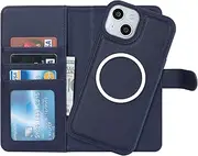 Cavor Wallet Case for iPhone 14 Plus 6.7" Leather Case 2 in 1 Magnetic Detachable Flip Cover Support Magsafe Charging with Stand Feature Card Slots-Navy Blue