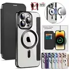 For iPhone 16 15 14 13 12 11 Pro Max Plus Case magsafe Leather Wallet Flip Cover