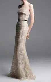 [Elie Saab] Sequined Mesh Long Dress