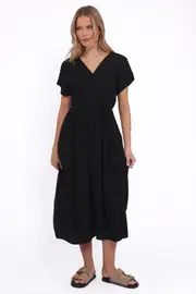 [PUP49] Orly Midi Dress - Black XS black