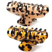 2 Pack Big Hair Claw Clips Tortoise Shell Leopard Print Brown hair clips