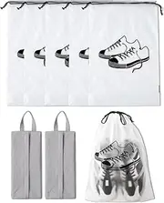 [MYGLOAR] 7-Piece Shoe Bag Set with Drawstring and Sock/Underwear Storage Bag, PE Shoe Bag, Waterproof Drawstring Bag, Multifunctional Storage Bag, Storage Bag Set, gray
