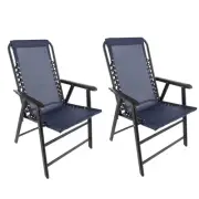 Set of 2 Folding Camping Chairs Heavy Duty Portable Chair w/ Textilene & Bungee
