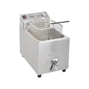 Apuro Single Tank Single Basket 8Ltr Countertop Fryer with Timer 2.9kW - Commercial Benchtop Deep Fryers (FC374-A)