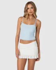 EDIKTED Womens Bethany Mesh Tank Top LIGHT-BLUE