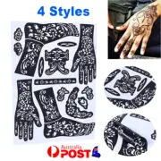 1-2x India Henna Temporary Tattoo Stencils Kit For Hand Leg Feet Decal Body Art