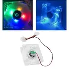 Computer Case Fan, 4 LED Strong Air 80mm 8025 Silent Computer Cooling Fan, 12V