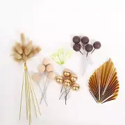 25 Assorted Palm Leaves Flower Ball Boho Cake Toppers Decoration Set Party