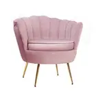 Lounge Chair Accent Armchair Sofa Velvet Single Retro Fabric Pink Seat Furniture