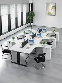在飛比找樂天市場購物網優惠-優樂悅~L型員工辦公桌簡約現代桌椅組合工位辦公室屏風電腦桌卡
