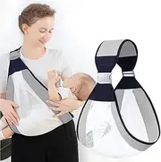 Mivofun Portable Breathable Baby Carrier, 3D Honeycomb Mesh Wrap Child Slings with Adjustable Widen Shoulder Straps, for 0-36 Months Babies Infants(Gray)