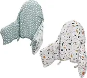 [Lomgwumy] High Chair Cushion, Type High Chair Cover Pad, 2 Pieces pad for High Chair,highchair Cushion for IKEA Antilop Highchair, Built-in Inflatable Cushion (Fresh Leaves and Stone Flowers)