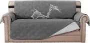 H.VERSAILTEX 100% Waterproof Couch Covers Machine Washable Sofa Cover for Dogs/Pets/Kids Couch Protector Waterproof Non-Slip Backing Sofa Slipcover for Pets (2 Seater, Grey)