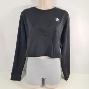 adidas Originals Plus Size Long Sleeve Ribbed Crop Top Black Size 2X