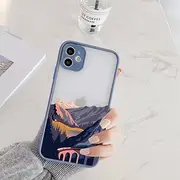 Cartoon Scenery Girl Phone Case for iPhone 7 8 Plus SE2 14 13 11 12 Pro Max for iPhone X XR XS MAX Hard Shockproof Cover,Greyblue LYFG 2,for iPhone XR