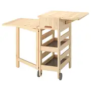 RESARÖ mobile drop-leaf table w storage, pine